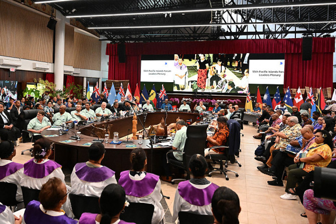 Pacific leaders at the Pacific Islands Forum plenary in Koror